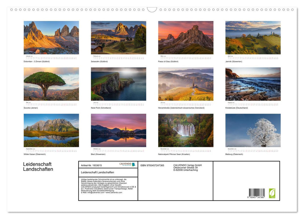 Leidenschaft Landschaften (CALVENDO Wandkalender 2026)