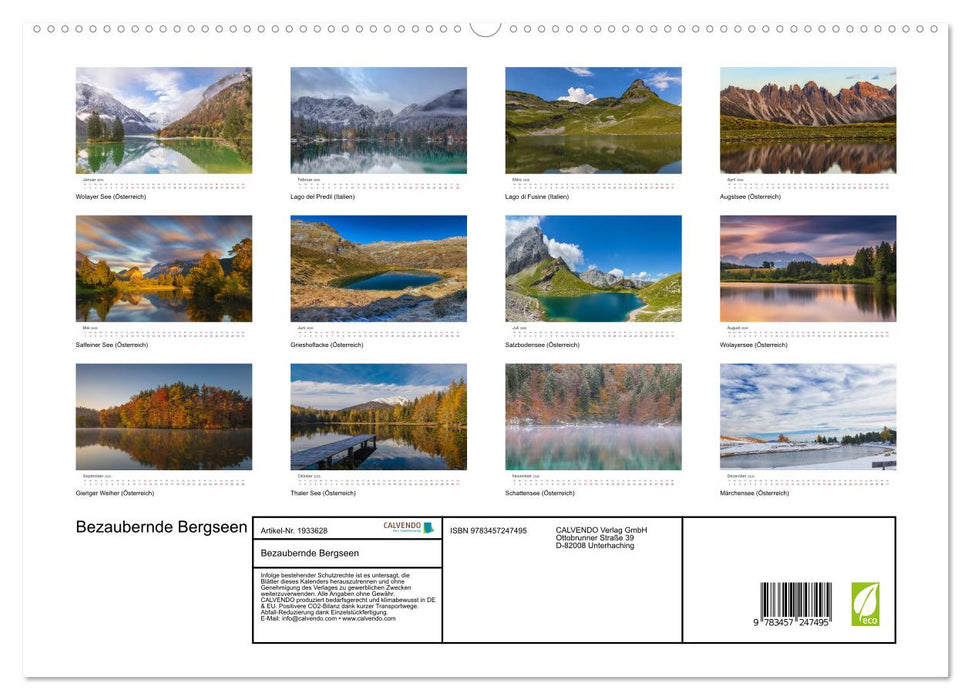 Bezaubernde Bergseen (CALVENDO Premium Wandkalender 2026)