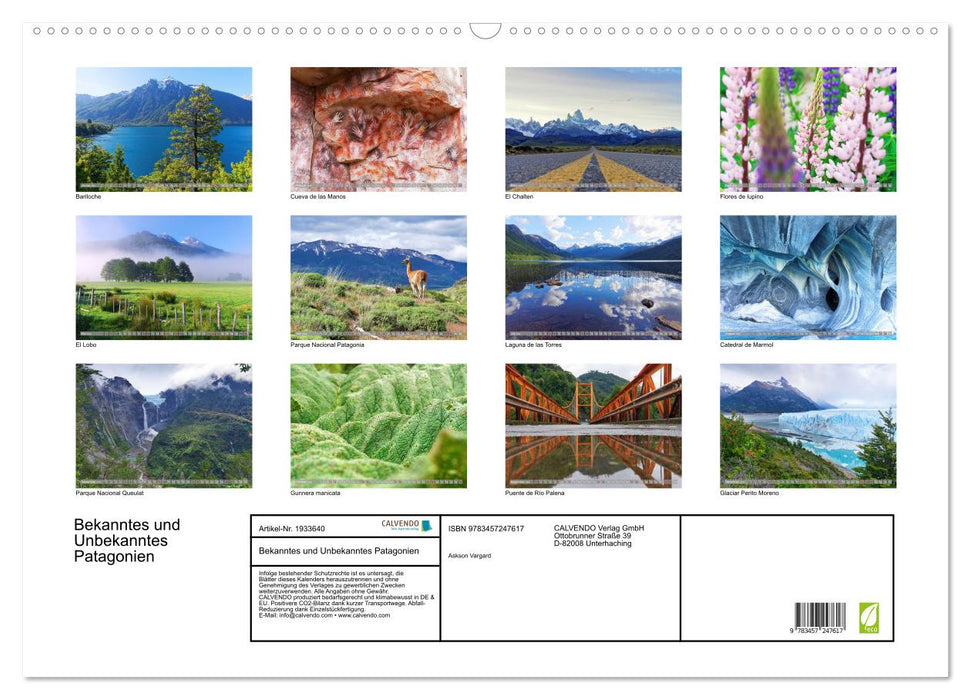 Bekanntes und Unbekanntes Patagonien (CALVENDO Wandkalender 2026)