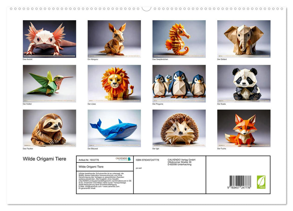 Wilde Origami Tiere (CALVENDO Premium Wandkalender 2026)