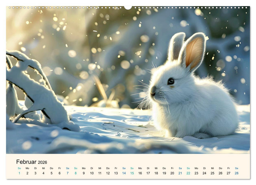 Tierkinder in Eis und Schnee (CALVENDO Premium Wandkalender 2026)