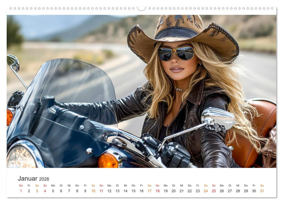 Frauen Power Motorrad (CALVENDO Premium Wandkalender 2026)
