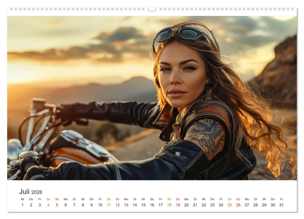 Frauen Power Motorrad (CALVENDO Premium Wandkalender 2026)