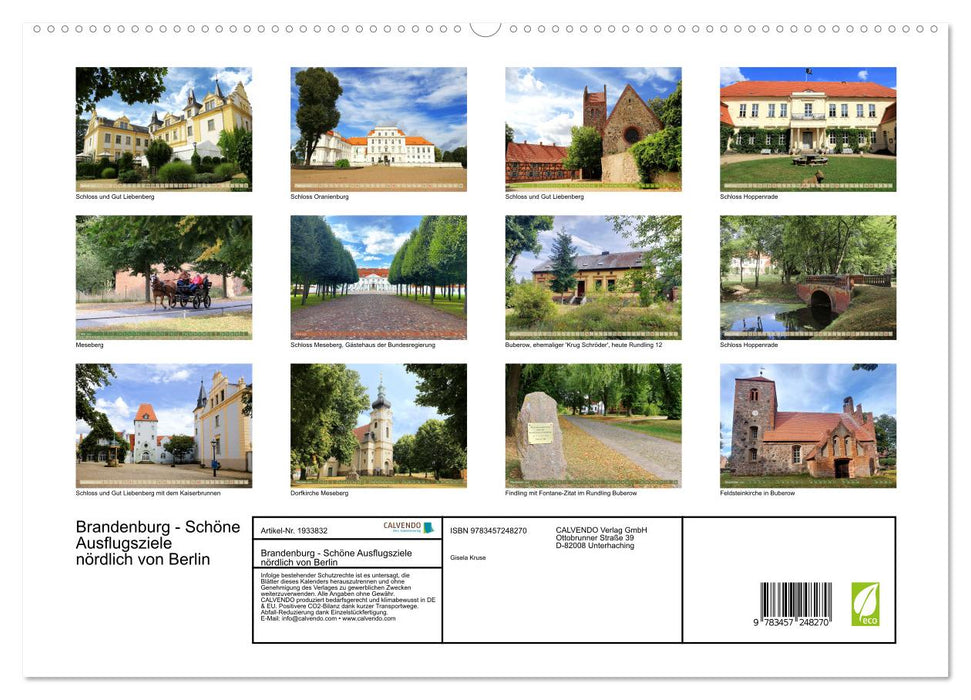 Brandenburg - Schöne Ausflugsziele nördlich von Berlin (CALVENDO Premium Wandkalender 2026)