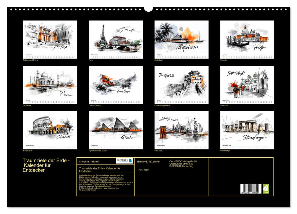 Traumziele der Erde - Kalender für Entdecker (CALVENDO Wandkalender 2026)