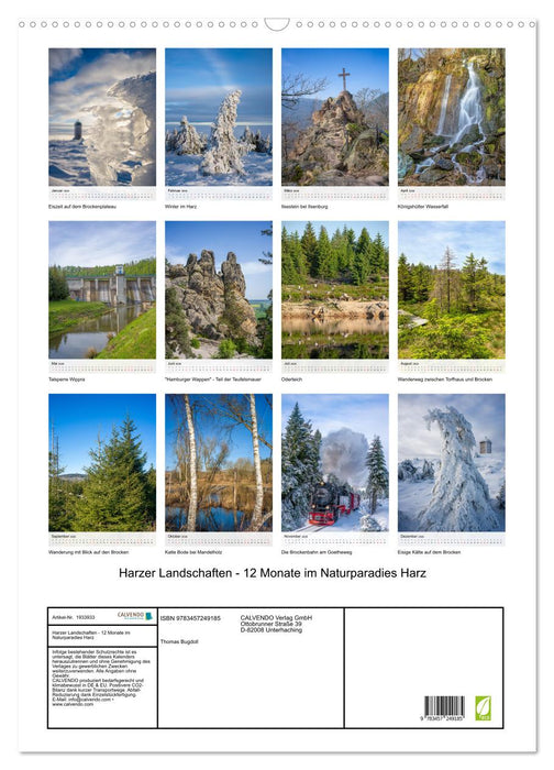 Harzer Landschaften - 12 Monate im Naturparadies Harz (CALVENDO Wandkalender 2026)