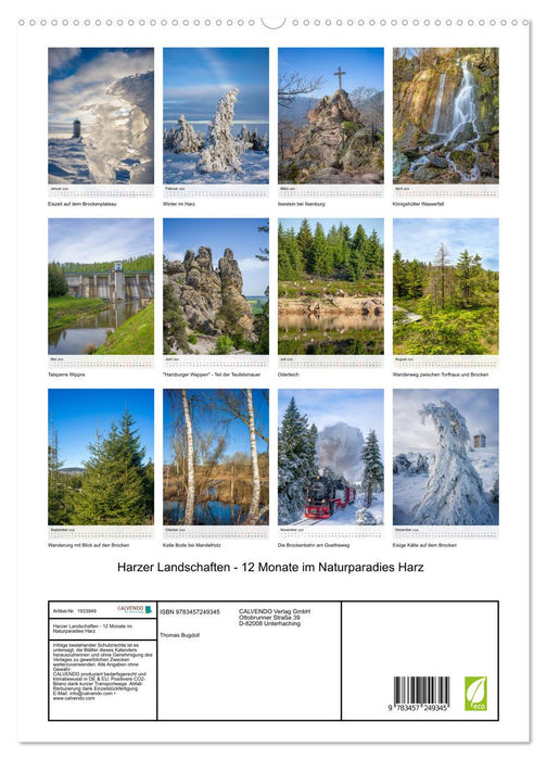 Harzer Landschaften - 12 Monate im Naturparadies Harz (CALVENDO Premium Wandkalender 2026)