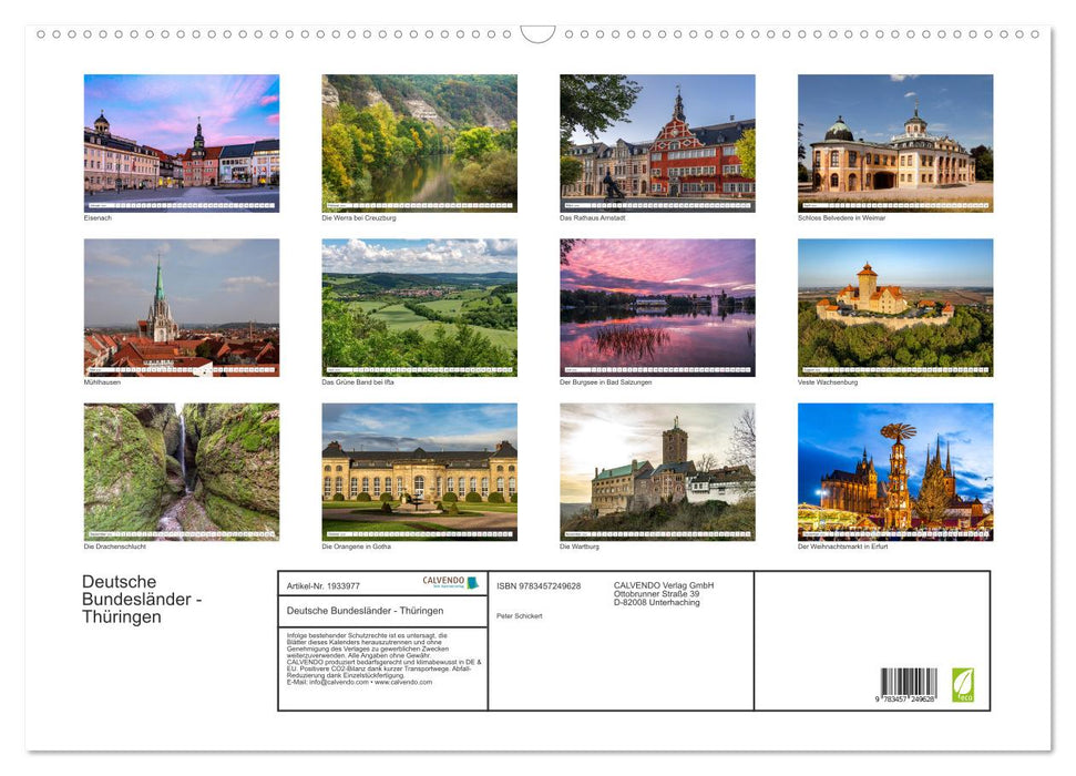 Deutsche Bundesländer - Thüringen (CALVENDO Wandkalender 2026)