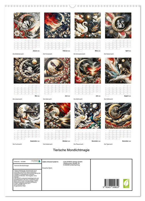Tierische Mondlichtmagie (CALVENDO Premium Wandkalender 2026)