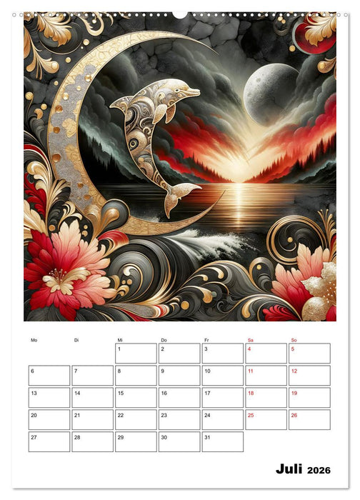 Tierische Mondlichtmagie (CALVENDO Premium Wandkalender 2026)