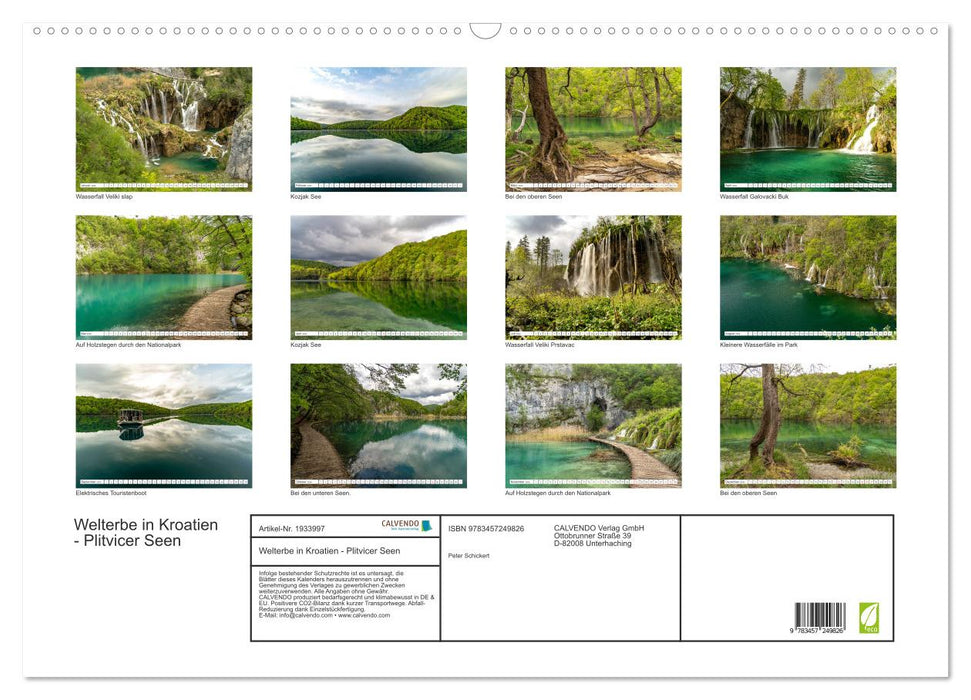 Welterbe in Kroatien - Plitvicer Seen (CALVENDO Wandkalender 2026)