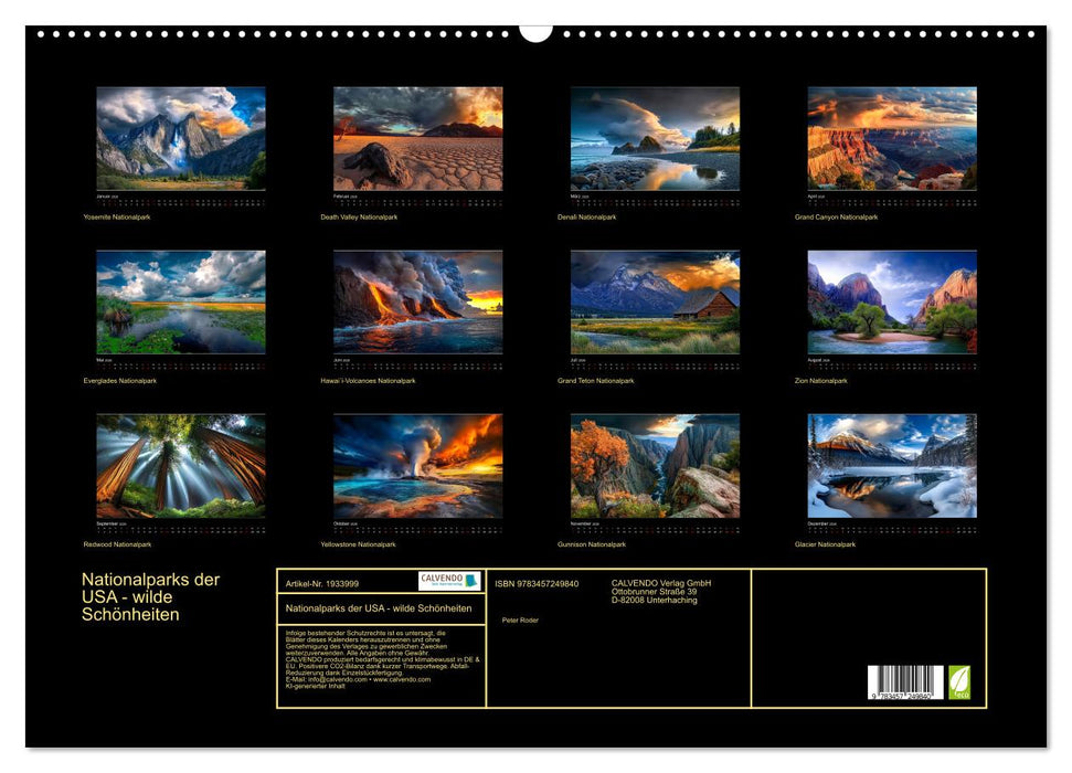 Nationalparks der USA - wilde Schönheiten (CALVENDO Wandkalender 2026)