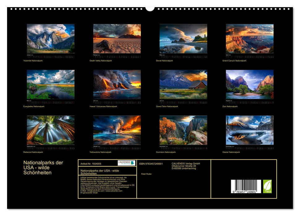 Nationalparks der USA - wilde Schönheiten (CALVENDO Premium Wandkalender 2026)