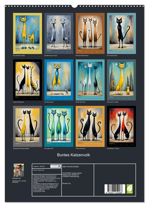 Buntes Katzenvolk (CALVENDO Premium Wandkalender 2026)