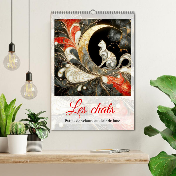 Les chats - Pattes de velours au clair de lune (CALVENDO Calendrier mensuel 2026)