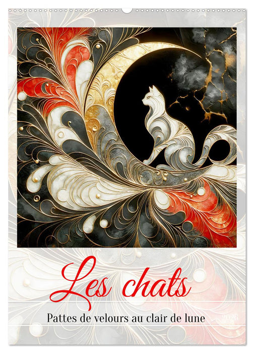 Les chats - Pattes de velours au clair de lune (CALVENDO Calendrier mensuel 2026)