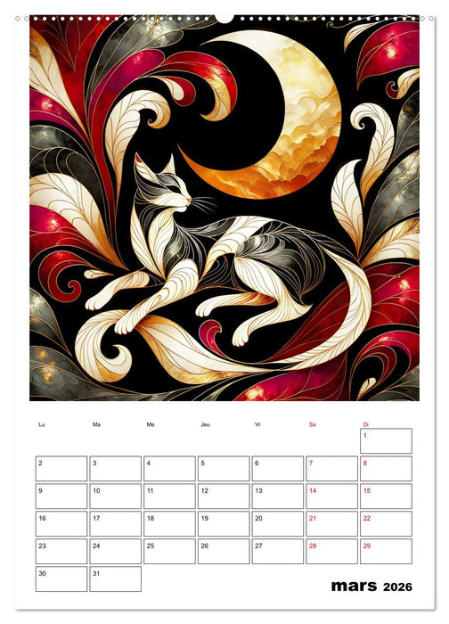 Les chats - Pattes de velours au clair de lune (CALVENDO Calendrier mensuel 2026)