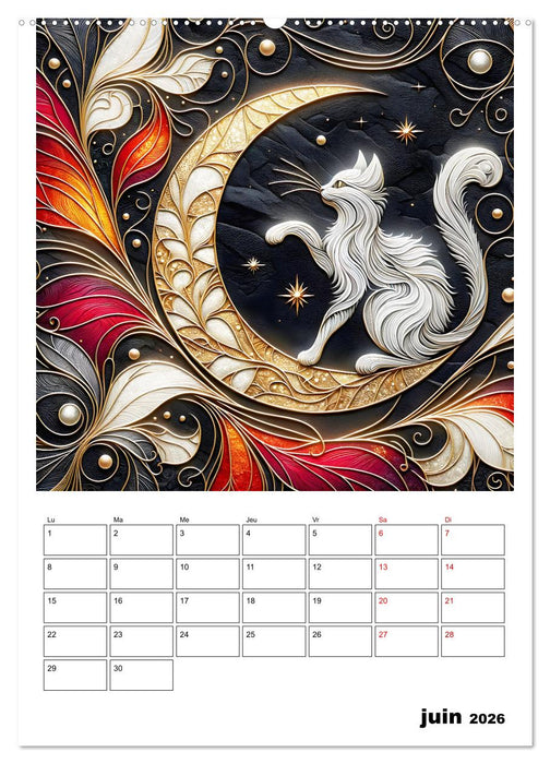 Les chats - Pattes de velours au clair de lune (CALVENDO Calendrier mensuel 2026)