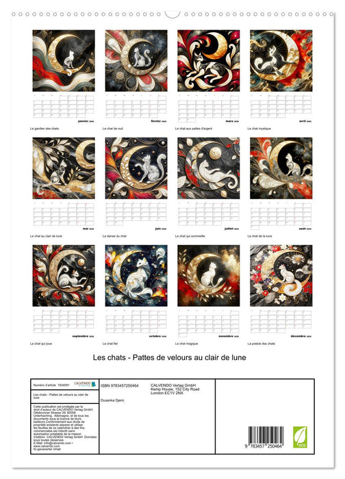 Les chats - Pattes de velours au clair de lune (CALVENDO Calendrier supérieur 2026)