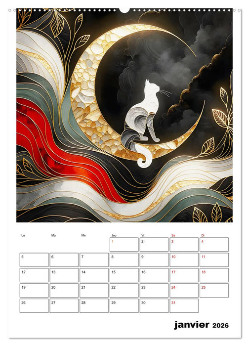 Les chats - Pattes de velours au clair de lune (CALVENDO Calendrier supérieur 2026)