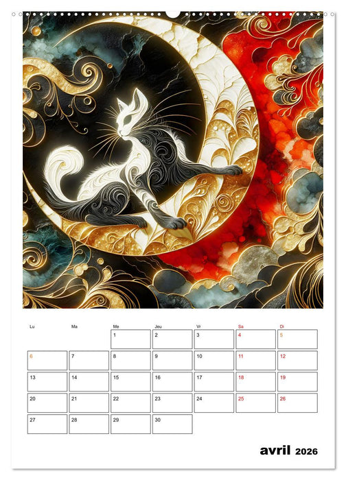 Les chats - Pattes de velours au clair de lune (CALVENDO Calendrier supérieur 2026)