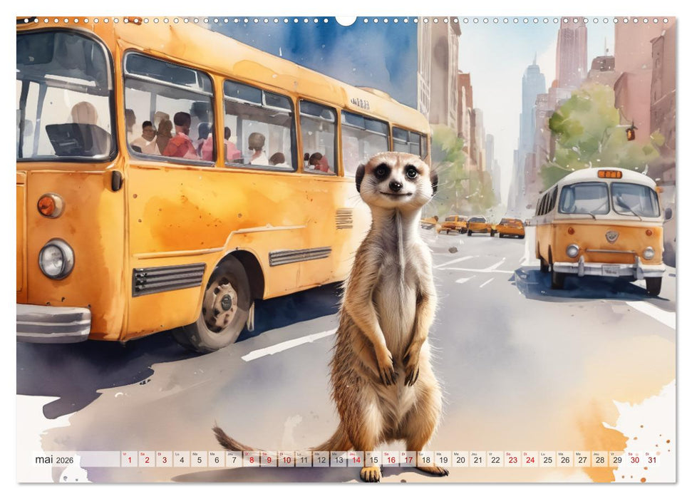 Suricates à New York (CALVENDO Calendrier supérieur 2026)
