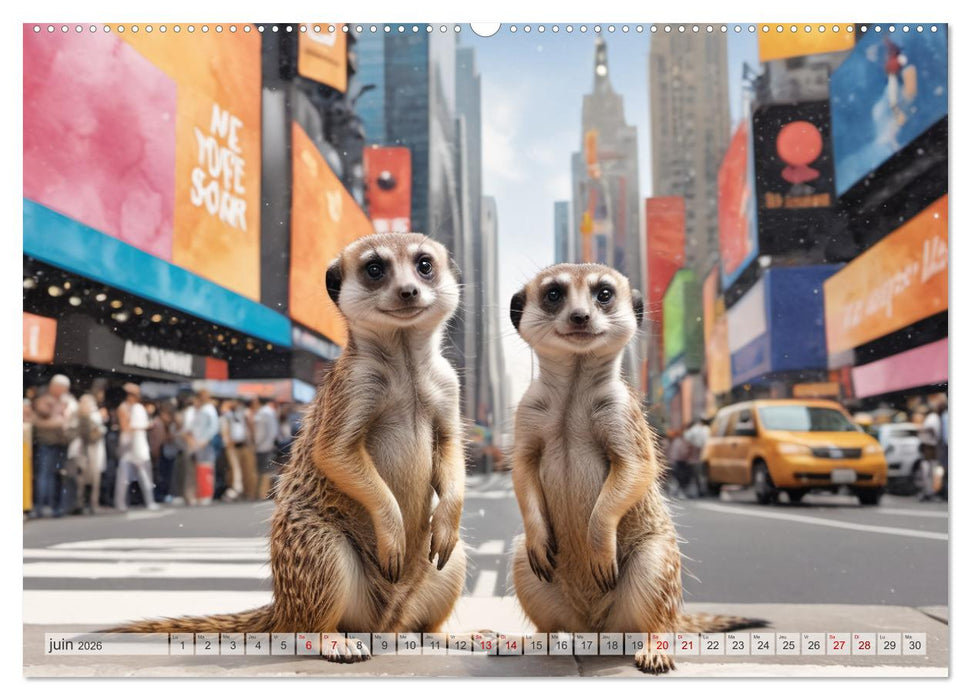 Suricates à New York (CALVENDO Calendrier supérieur 2026)
