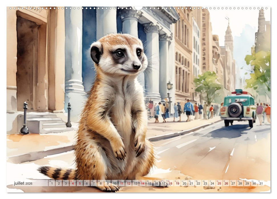 Suricates à New York (CALVENDO Calendrier supérieur 2026)