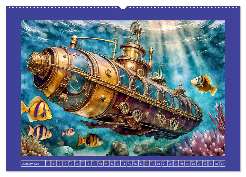 Steampunk power on ground, water, air and space (CALVENDO Premium-Calendar 2026)