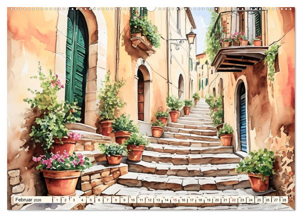 Fernweh - Malerische Gassen (CALVENDO Wandkalender 2026)