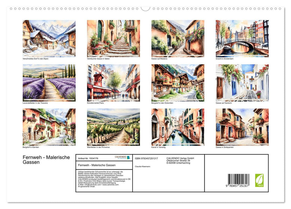 Fernweh - Malerische Gassen (CALVENDO Premium Wandkalender 2026)