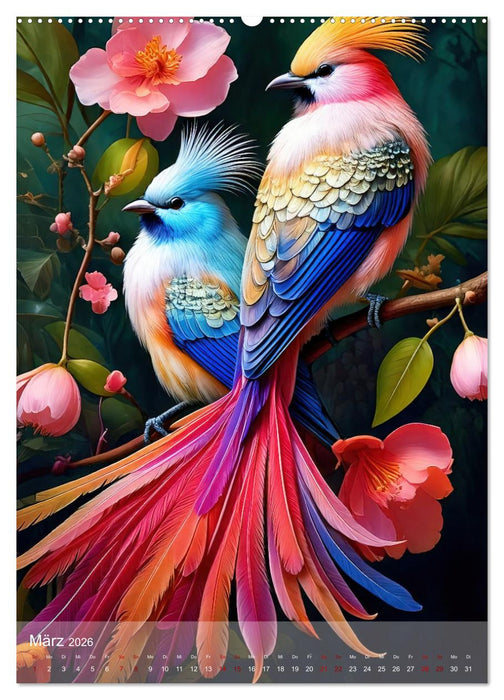 Exotische Harmonie - Paradiesvögel und Blumenpracht (CALVENDO Wandkalender 2026)