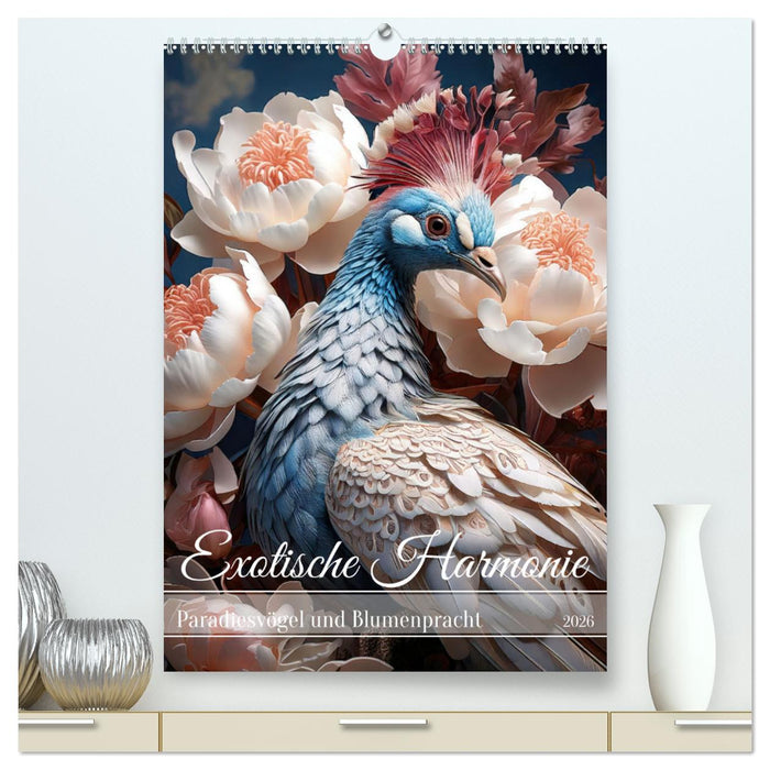 Exotische Harmonie - Paradiesvögel und Blumenpracht (CALVENDO Premium Wandkalender 2026)