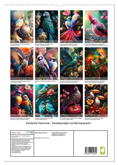 Exotische Harmonie - Paradiesvögel und Blumenpracht (CALVENDO Premium Wandkalender 2026)