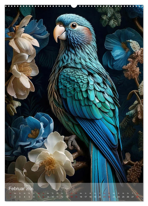 Exotische Harmonie - Paradiesvögel und Blumenpracht (CALVENDO Premium Wandkalender 2026)
