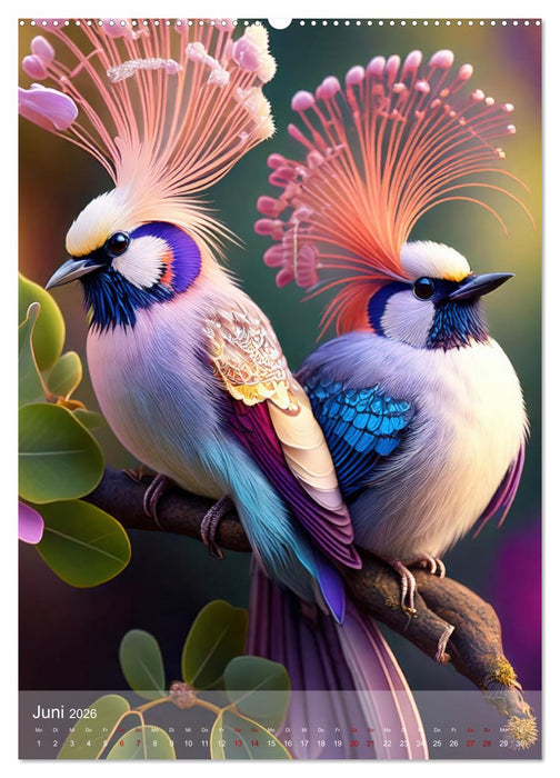 Exotische Harmonie - Paradiesvögel und Blumenpracht (CALVENDO Premium Wandkalender 2026)