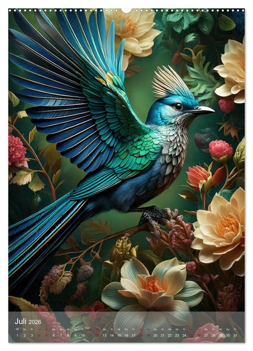 Exotische Harmonie - Paradiesvögel und Blumenpracht (CALVENDO Premium Wandkalender 2026)
