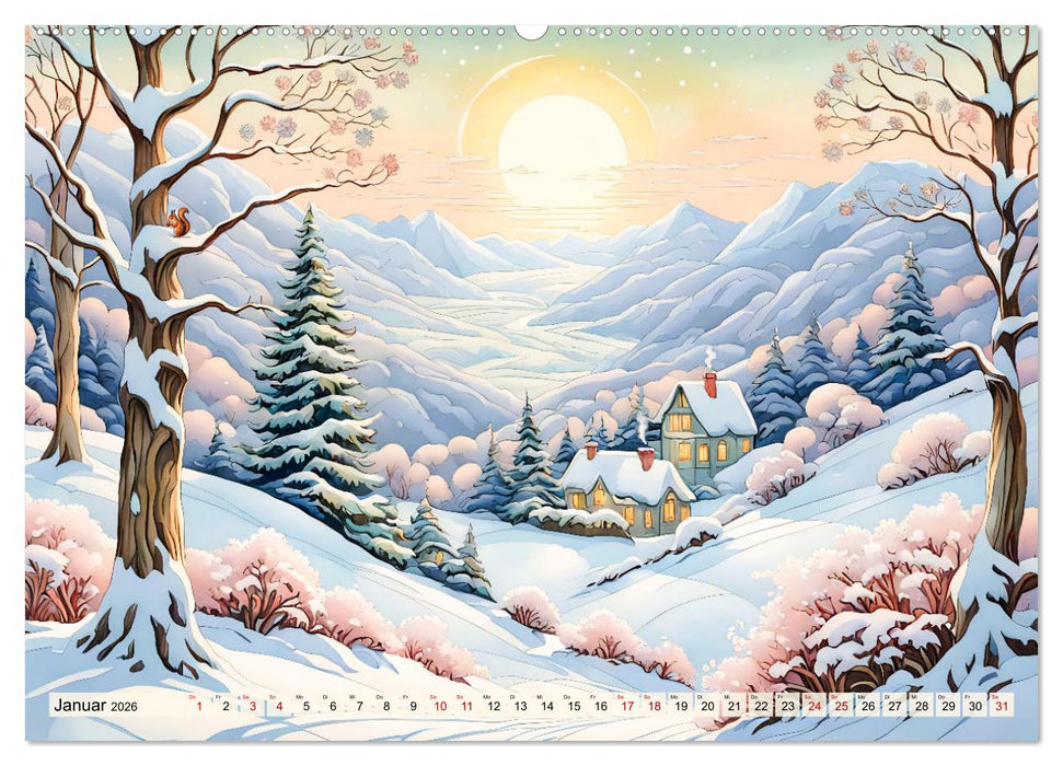 Pfade zum Horizont - Pastellträume der Natur in allen Jahreszeiten (CALVENDO Premium Wandkalender 2026)