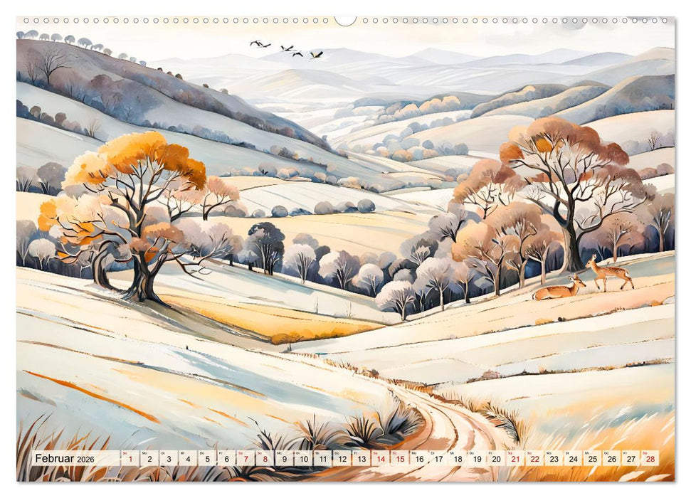 Pfade zum Horizont - Pastellträume der Natur in allen Jahreszeiten (CALVENDO Premium Wandkalender 2026)