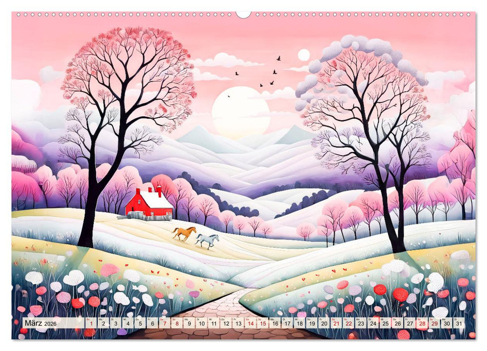 Pfade zum Horizont - Pastellträume der Natur in allen Jahreszeiten (CALVENDO Premium Wandkalender 2026)