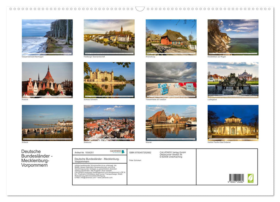Deutsche Bundesländer - Mecklenburg-Vorpommern (CALVENDO Wandkalender 2026)