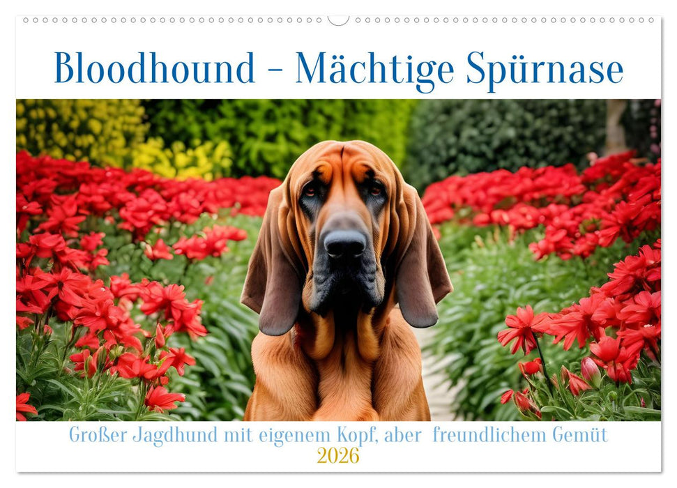Bloodhound - Mächtige Spürnase (CALVENDO Wandkalender 2026)