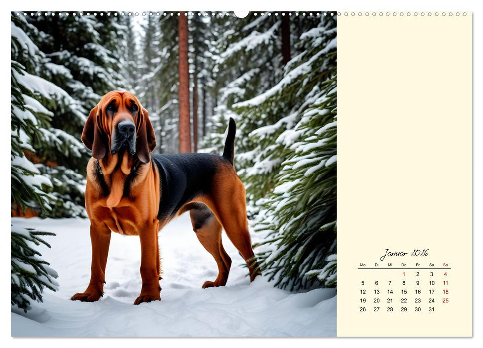 Bloodhound - Mächtige Spürnase (CALVENDO Premium Wandkalender 2026)