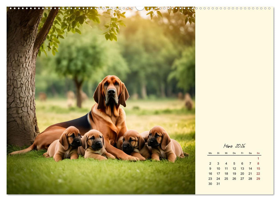Bloodhound - Mächtige Spürnase (CALVENDO Premium Wandkalender 2026)