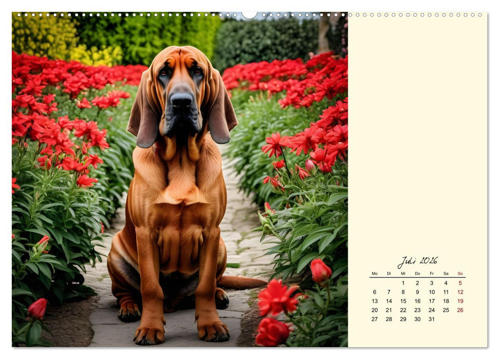 Bloodhound - Mächtige Spürnase (CALVENDO Premium Wandkalender 2026)