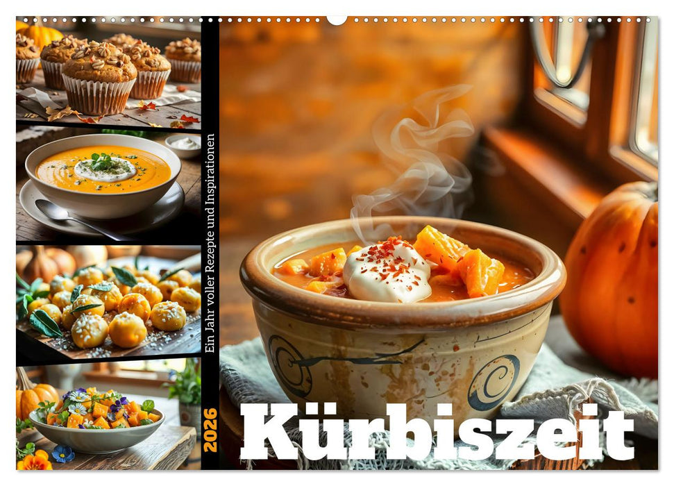 Kürbiszeit - Ein Jahr voller Rezepte und Inspirationen (CALVENDO Wandkalender 2026)