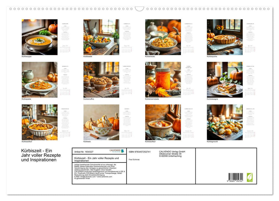 Kürbiszeit - Ein Jahr voller Rezepte und Inspirationen (CALVENDO Wandkalender 2026)