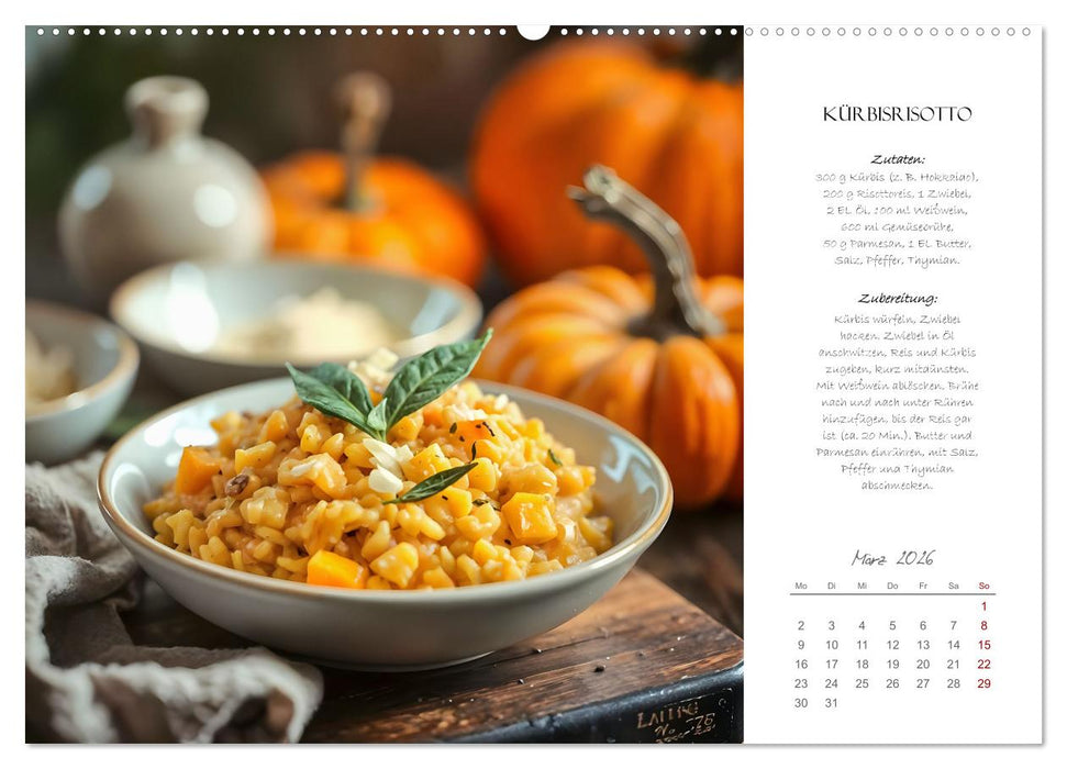 Kürbiszeit - Ein Jahr voller Rezepte und Inspirationen (CALVENDO Wandkalender 2026)
