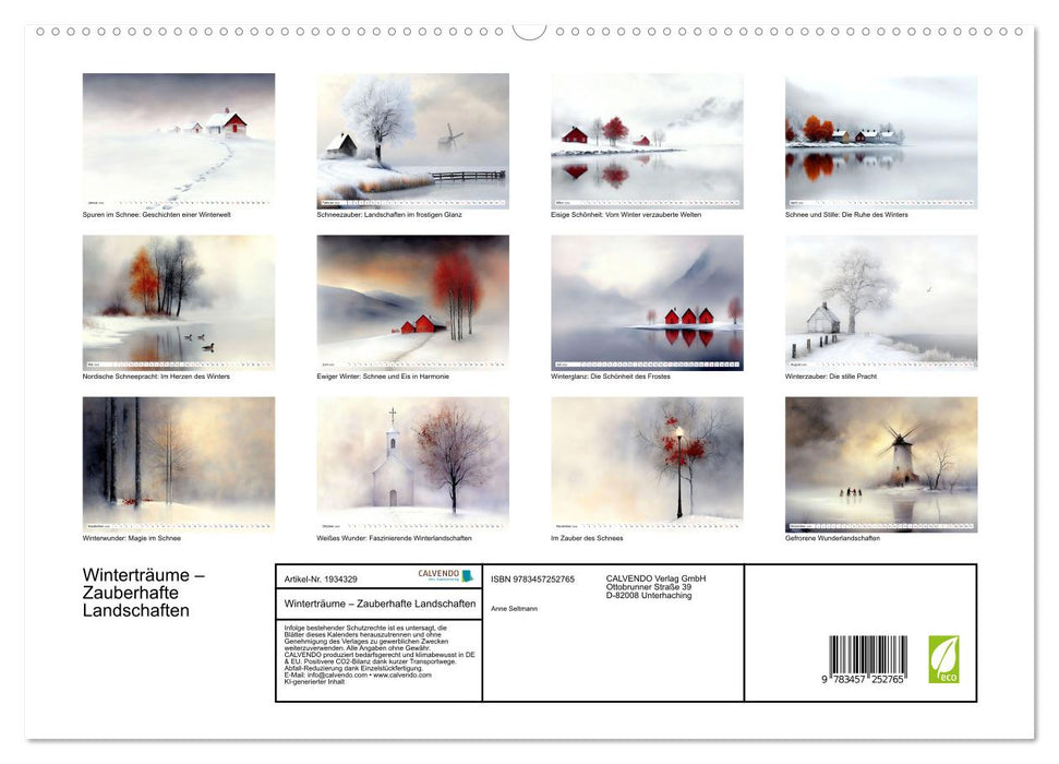 Winterträume – Zauberhafte Landschaften (CALVENDO Premium Wandkalender 2026)