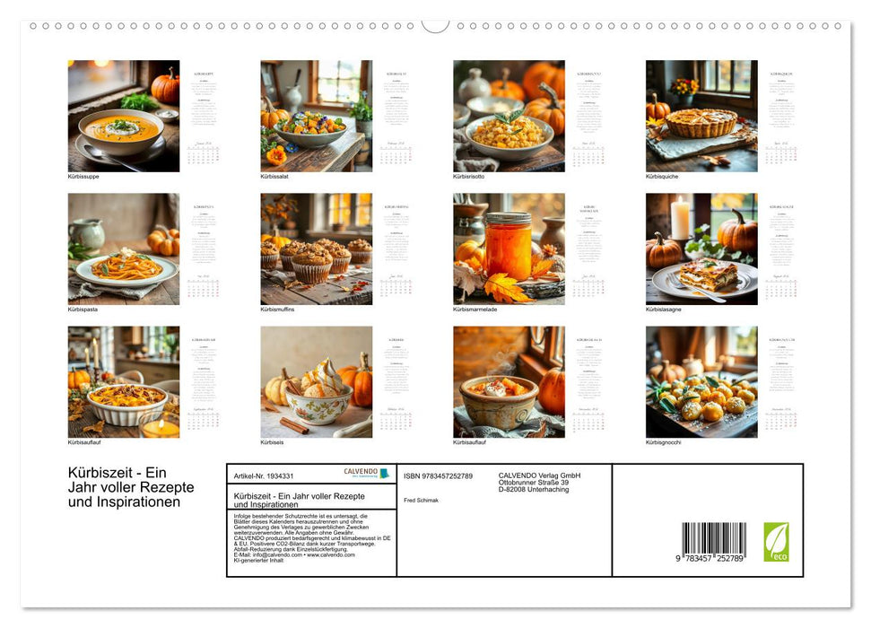 Kürbiszeit - Ein Jahr voller Rezepte und Inspirationen (CALVENDO Premium Wandkalender 2026)